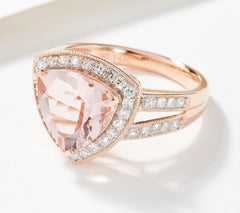 Vault 2.50ct Trillion Morganite and 1/3cttw Diamond Ring, 14K Size 7