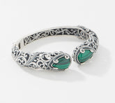 American West x Carolyn Pollack Sterling Pear Malachite Cuff, 6-3/4"