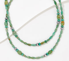 American West Sterling Silver Bold 32" Turquoise Bead Necklace