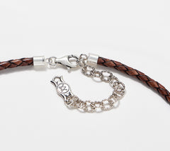 American West Sterling Silver and Leather Concha Necklace