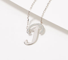EternaGold 14k White Gold Chain Letter P" Initial Pendant Necklace