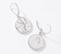 Eterna Gold Mini 50-Silver Tone Lire Coin Lever-Back Earring 14K