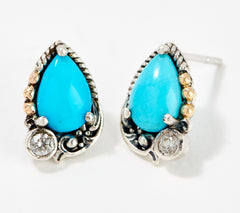 Artisan Crafted Sterling Pear Sleeping Beauty Turquoise Studs