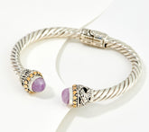 Artisan Crafted Sterling Silver & 18K Exotic Kunzite Gem Cable Bracelet, 8"