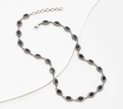 Artisan Crafted Sterling Oval Black Spinel Eternity Necklace, 18"