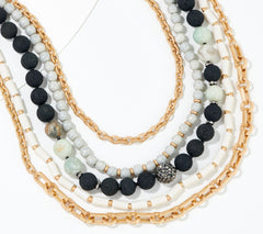 Susan Graver Goldtone Multi-Strand Bead & Chain Necklace, 21"