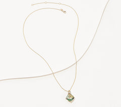 Glenn Lehrer Kaleidos Cut Cushion Green Amethyst Pendant, 14K Gold