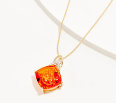 Glenn Lehrer Kaleidos Cut Cushion Orange Quartz Pendant, 14K