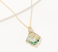 Glenn Lehrer Kaleidos Cut Cushion Green Amethyst Pendant, 14K Gold