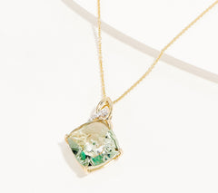 Glenn Lehrer Kaleidos Cut Cushion Green Amethyst Pendant, 14K Gold