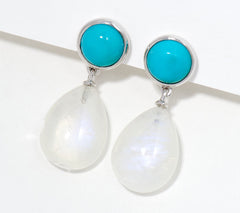 Affinity Sterling Silver Turquoise & Moonstone Drop Earrings, 1-1/8"