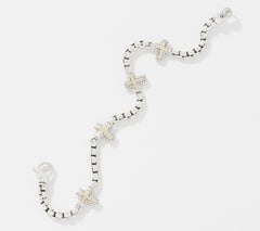 JAI Sterling Silver & 14K Symbols 3.7mm Box Chain Bracelet, 8"