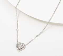 Affinity Sterling Silver Diamonds 0.50 cttw Heart Necklace, 18"