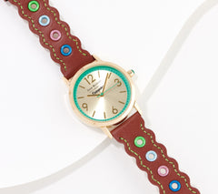 Isaac Mizrahi Live! Crayola Scallop Brown Strap Watch