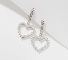Diamonique x Amy Stran Sterling Silver Heart Shape Drop Earrings