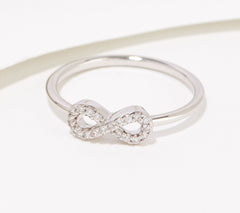 Diamonique Choice of Motif Open Work Ring, Sterling Silver Size 6