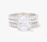 Diamonique 35th Anniversary Sterling Silver Cushion-Cut S/3 Ring, Size 8