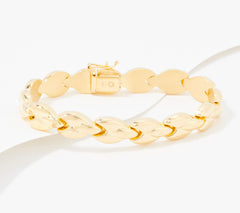 Pulsera de plata de ley bañada en oro con eslabones estilo marquesa y pantera, de 16,7 cm