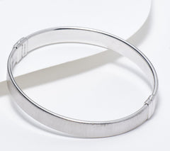 Italian Sterling Silver Satin Diamond Cut 9mm Bangle 7-1/4"