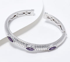 JUDITH Collection Modern Marquise Amethyst Cuff, Sterling Silver Average
