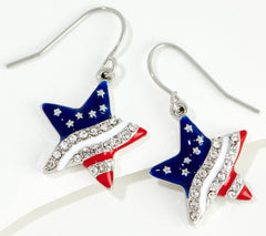 Denim & Co. Americana Star Shape Drop Earrings, Pierced