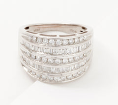 Affinity Rhodium-plated Sterling Silver Diamond Band Ring Size 7