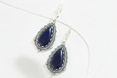 American West Sterling Silver Pear Shape Lapis Lever Back Earrings, 1-7/8"