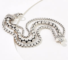 JAI Sterling Silver Triple Strand Box Chain Bracelet, Avg