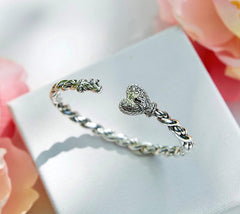 JAI Sterling Silver Italian Love Heart Lock Cuff, 6-1/4" Fit