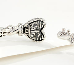 JAI Sterling Silver Italian Love Heart Lock Cuff, 6-1/4" Fit