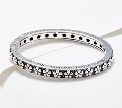 JAI Sterling Silver Best Life Flower Bangle Bracelet, 6-1/4"