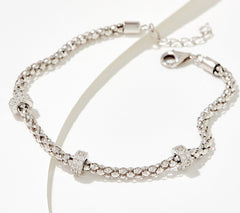 Diamonique Pave Roundel Station Bracelet, Sterling Silver, 8"