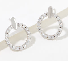 Diamonique Sterling Silver Front Facing Circle Earrings