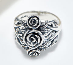 Or Paz Sterling Silver Three Rose Ring Size 7