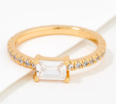 Diamonique x Lisa Freede Clear Color Baguette Ring, Goldtone, Size 6