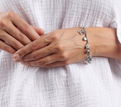 JAI Sterling Silver Butterfly Charm Bracelet, Small: 6-3/4" Fit: