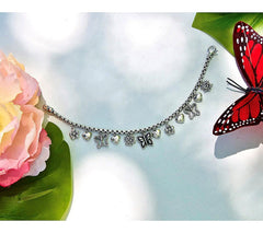 JAI Sterling Silver Butterfly Charm Bracelet, Small: 6-3/4" Fit: