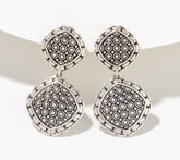 JAI Sterling Silver Kalahari Textured Cushion Drop Earrings