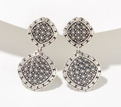 JAI Sterling Silver Kalahari Textured Cushion Drop Earrings