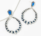American West Sterling Silver & Denim Lapis Hoop Earrings