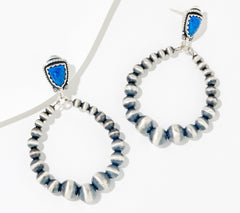 American West Sterling Silver & Denim Lapis Hoop Earrings