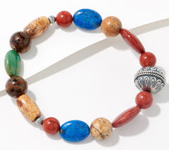 Pulsera magnética de plata de ley con cuentas de piedras preciosas del oeste americano, 16,7 cm