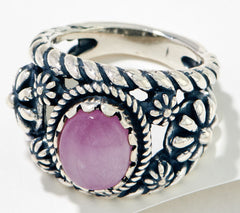 American West Sterling Silver Oval Kunzite Concha Ring, Size 9