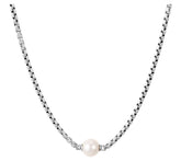 JAI Sterling Silver Cultured Pearl 2.7mm Box Chain Necklace, 16"