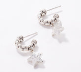 JAI Sterling Silver Star Symbols of Love Box Chain 1/2" Hoops