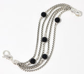 JAI Sterling Silver Multi Box Chain Black Onyx Bracelet, 8-1/4"