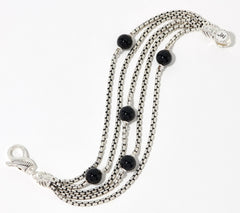 JAI Sterling Silver Multi Box Chain Black Onyx Bracelet, 8-1/4"