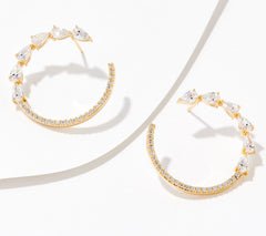 Diamonique x Kathy Levine Sterling Silver Goldclad Swan Song Hoop Earrings