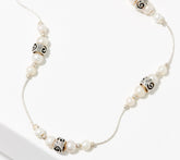 Collar de perlas cultivadas en plata de ley Or Paz con estación de rosas de 18"