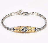 Artisan Crafted Fancy Station Bracelet Sterling Silver & 18K Gold, 6-3/4"